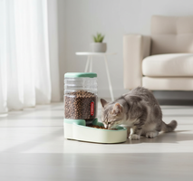 Automatic Cat Feeder Gravity Dog Feeder and 1 Gallon Pet Feeder Dispenser Green Feeder for Small and Medium Sized Pets(Green Food Feeder)