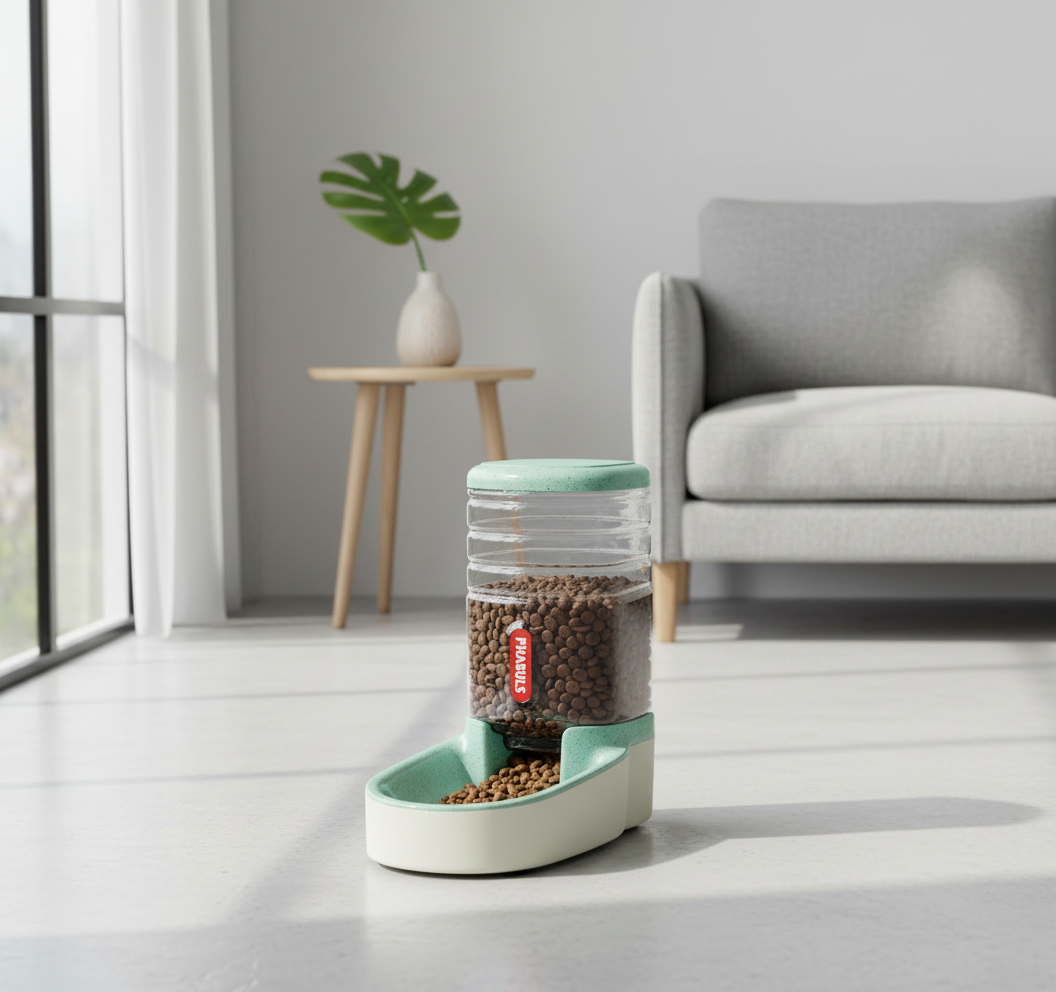 Automatic Cat Feeder Gravity Dog Feeder and 1 Gallon Pet Feeder Dispenser Green Feeder for Small and Medium Sized Pets(Green Food Feeder)