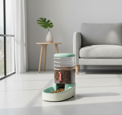 Automatic Cat Feeder Gravity Dog Feeder and 1 Gallon Pet Feeder Dispenser Green Feeder for Small and Medium Sized Pets(Green Food Feeder)