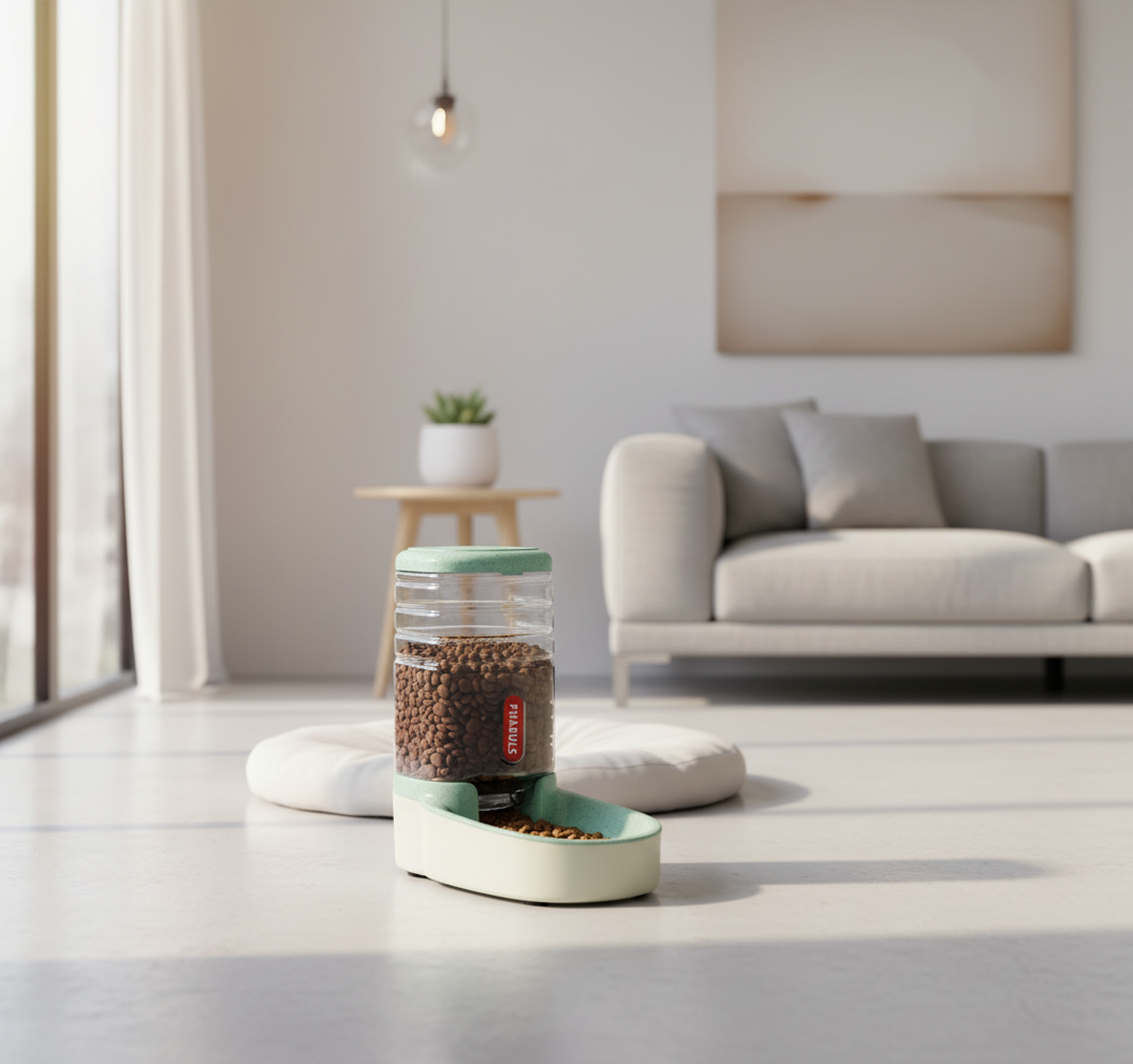 Automatic Cat Feeder Gravity Dog Feeder and 1 Gallon Pet Feeder Dispenser Green Feeder for Small and Medium Sized Pets(Green Food Feeder)