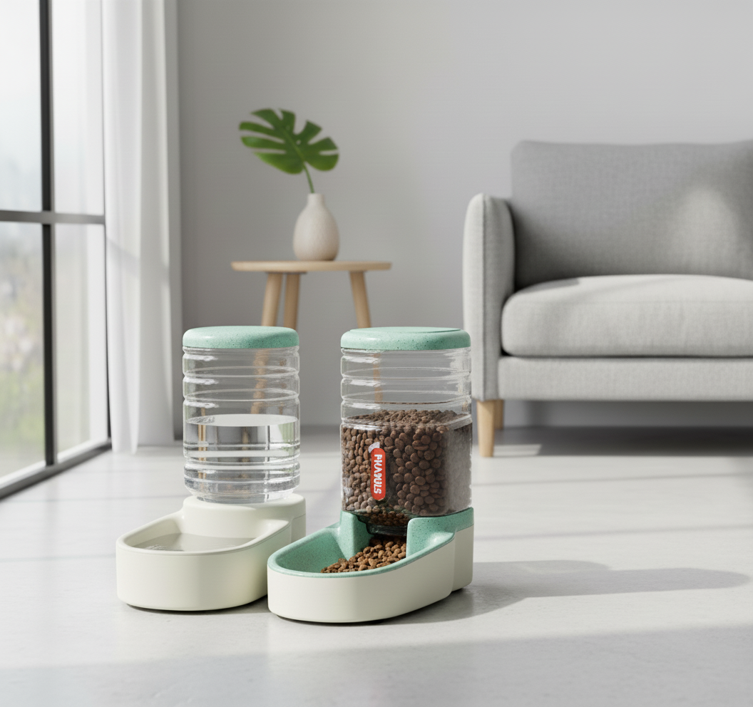 Automatic Cat Feeder Gravity Dog Feeder and 1 Gallon Pet Feeder Dispenser Green Feeder for Small and Medium Sized Pets(Green Food Feeder)